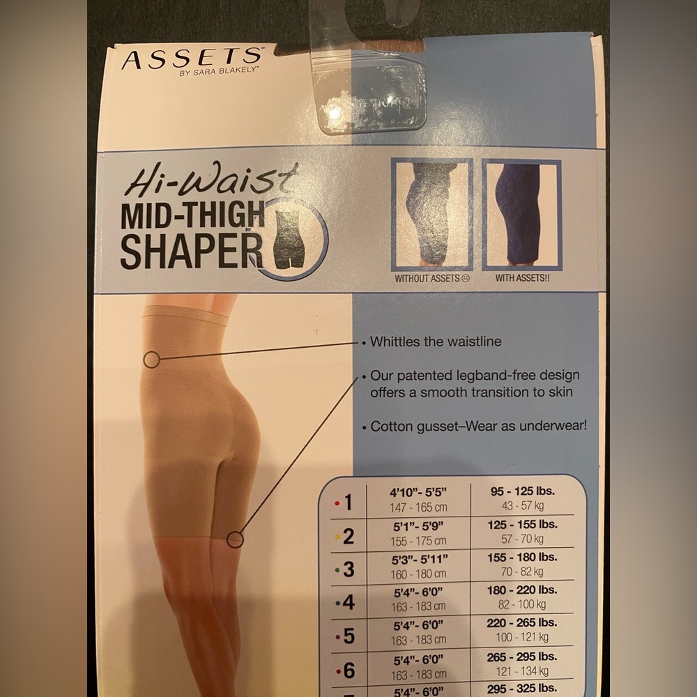 2 Pair Assets Hi-Waist Mid-Thigh Shaper Size 2‎ Nude Underwear Spanx - Picture 5 of 5